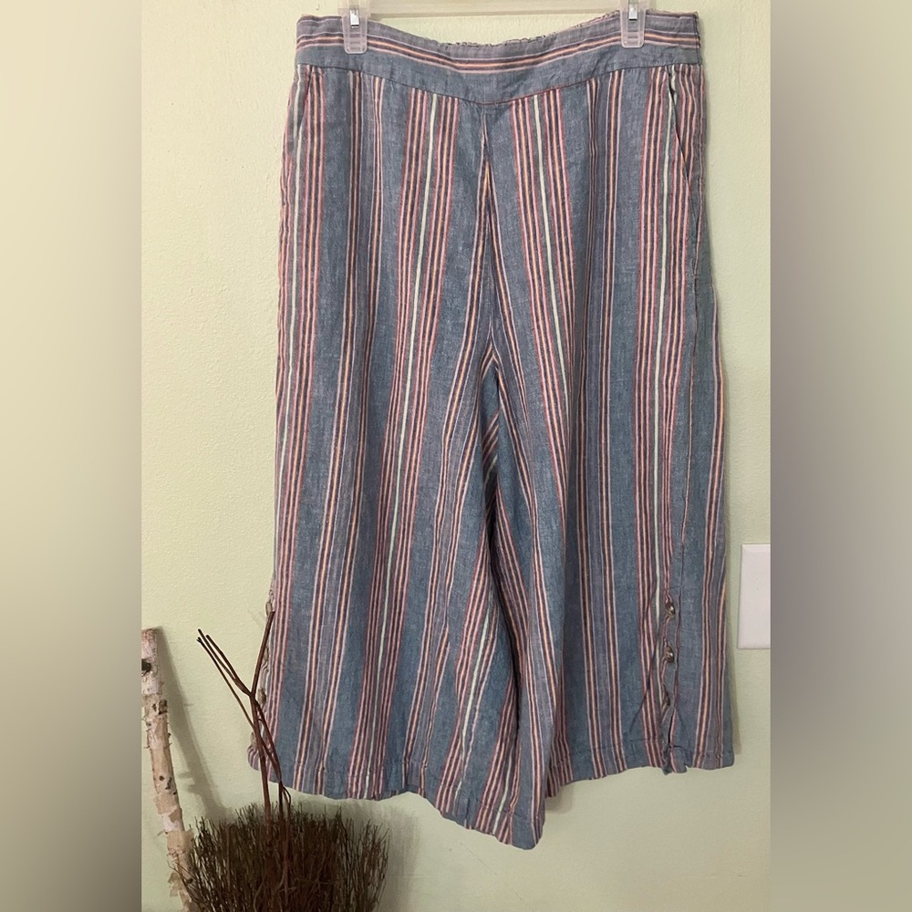 Madewell culotte wide leg crop striped pants
